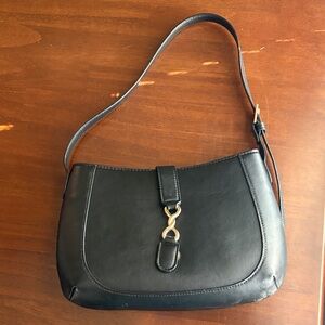 Black Shoulder Bag with Gold Accent